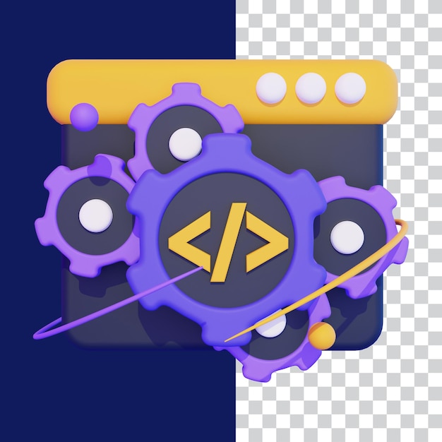 PSD illustration 3d du code de la pile complète