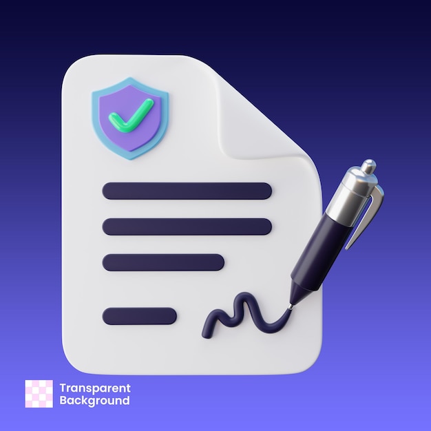 PSD illustration 3d du document de réclamation d'assurance