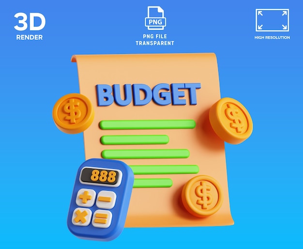 PSD illustration 3d de la planification du budget
