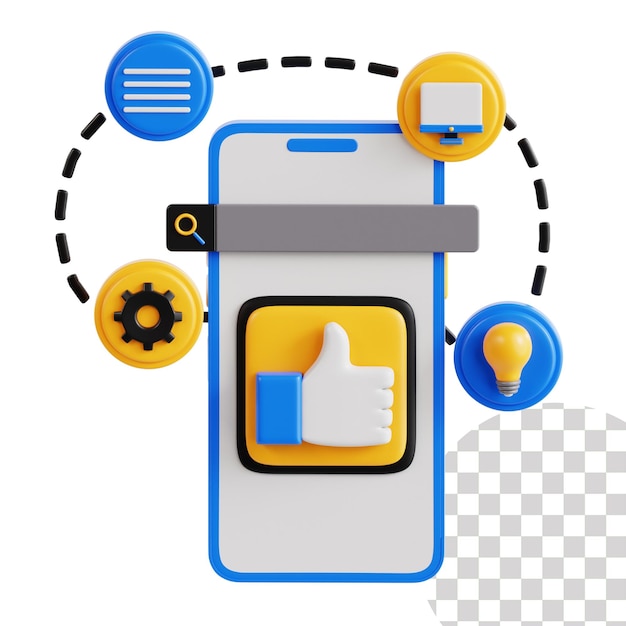 PSD illustration en 3d de la solution mobile
