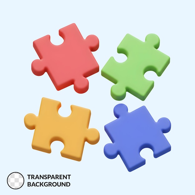 PSD illustration colorée des pièces du puzzle 3d