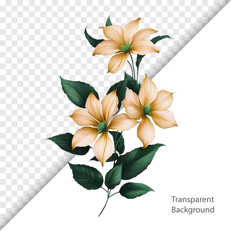 PSD illustration des transparenten hintergrunds der blume