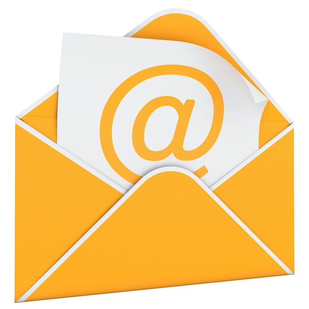 PSD ilustração 3d do envelope de e-mail isolado em fundo transparente