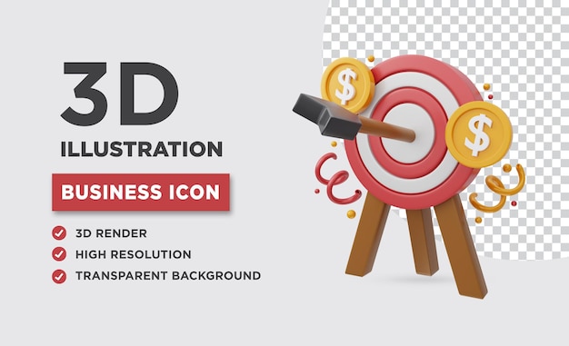 PSD ilustración 3d del dinero objetivo