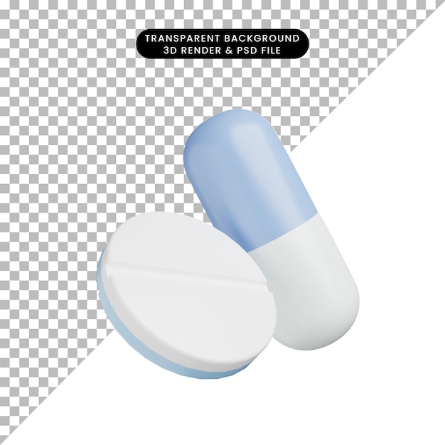 PSD ilustración 3d de pastillas