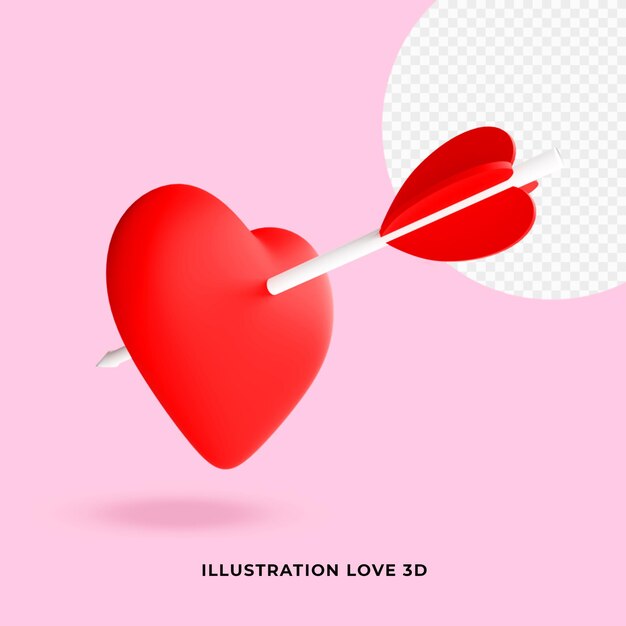 PSD ilustración amor 3d rojo