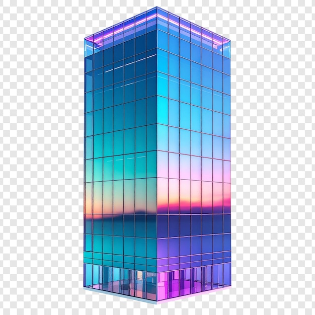 PSD ilustración de edificio alto de cristal colorido