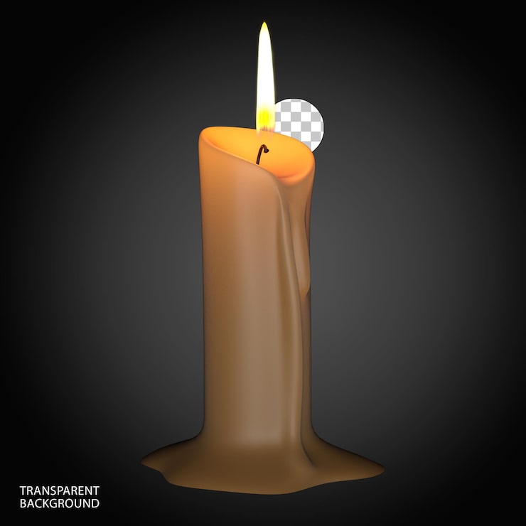 PSD ilustración renderizada en 3d aislada de la luz de la vela