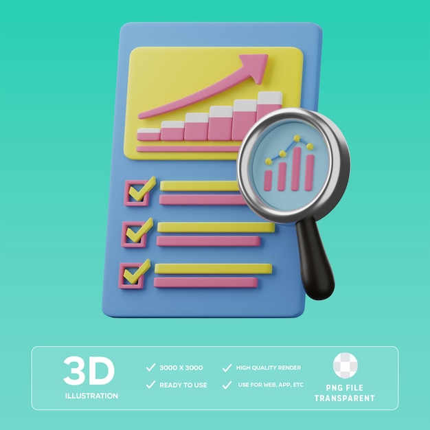 PSD ilustrador 3d de validación del mercado de psd 7