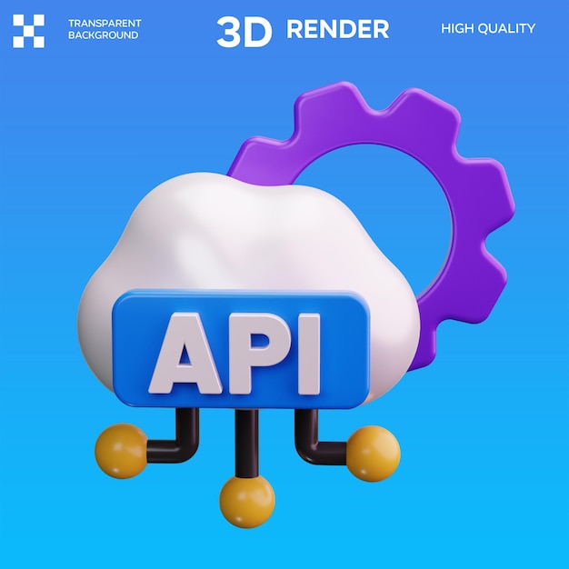 PSD ilustrasi 3d integrasi api cloud psd