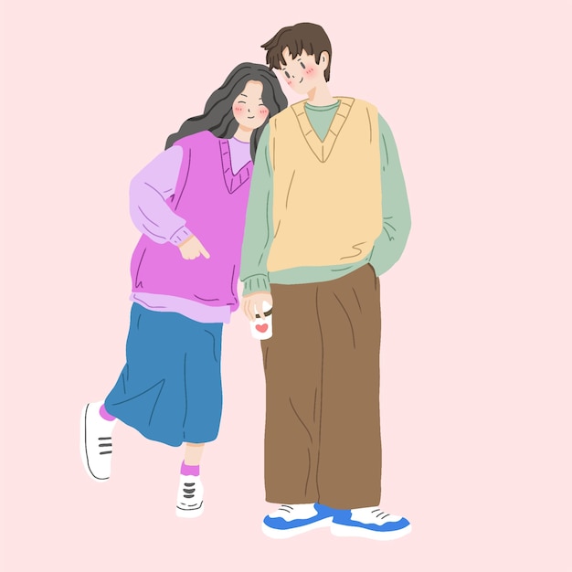 PSD ilustrasi karakter pasangan
