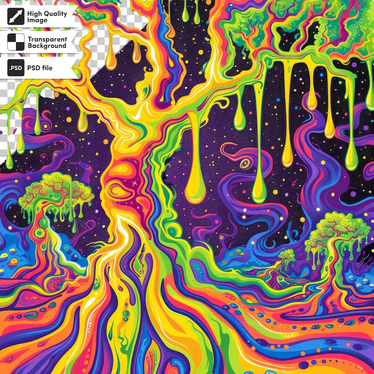 PSD une image colorée d'un arbre avec les mots " no quote " dessus