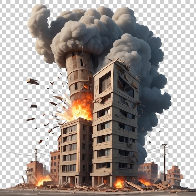 PSD una imagen de un edificio con un fuego en él