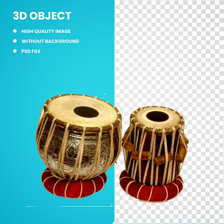 PSD instrumentos musicales 3d tabla música de la india percusión tanpura