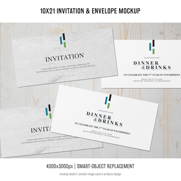 PSD invito e busta mockup
