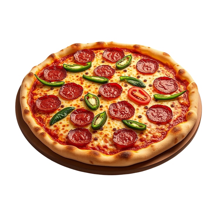 PSD isolada deliciosa pizza con queso y ingredientes perfecta para anuncios de comida