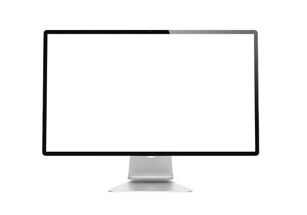 PSD isolierter moderner computermonitor mit leerem weißen bildschirm