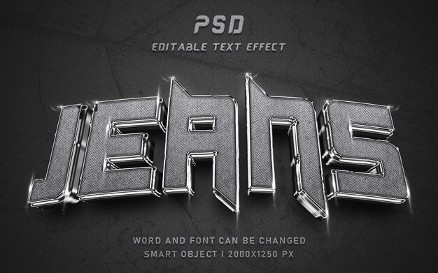 PSD jeans psd 3d texto desenho de efeitos