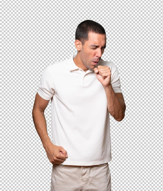 PSD joven enfermo tosiendo