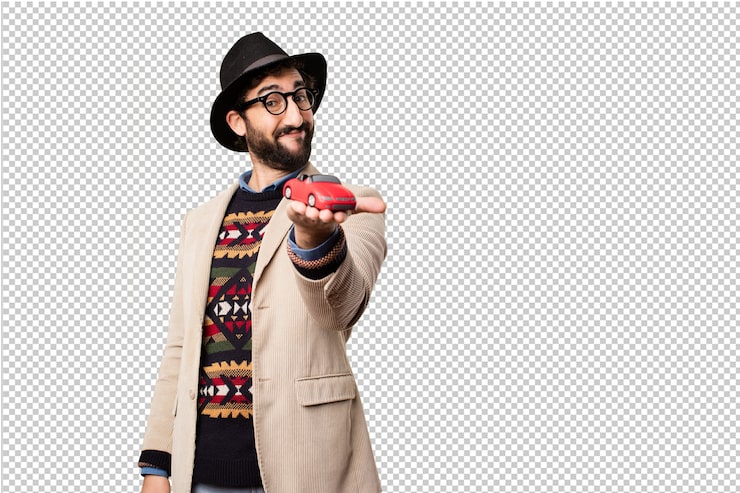 PSD joven hipster haciendo gestos