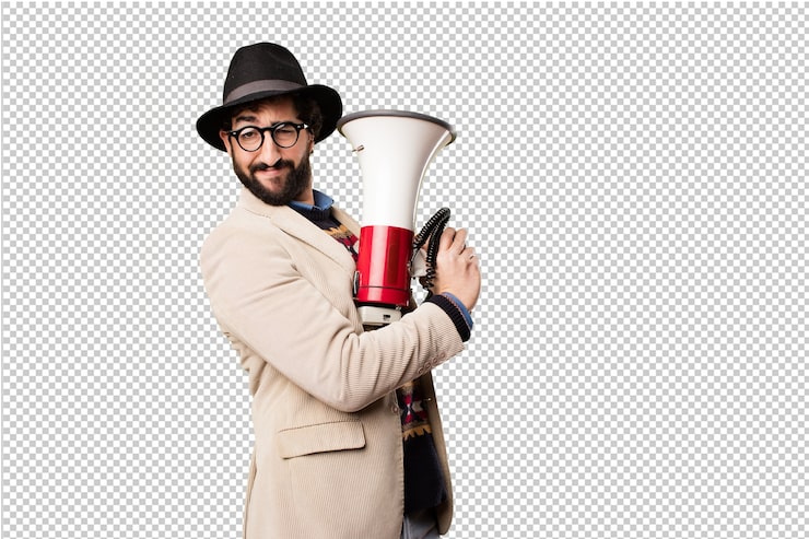 PSD joven hipster haciendo gestos