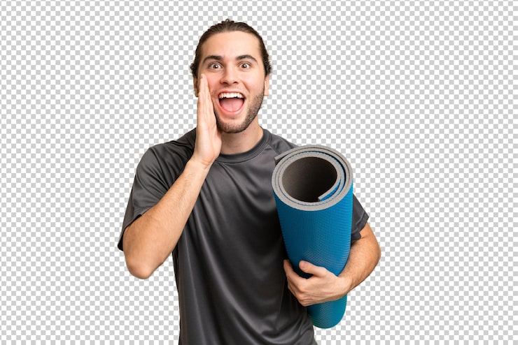 PSD joven hombre guapo sobre un fondo cromado aislado