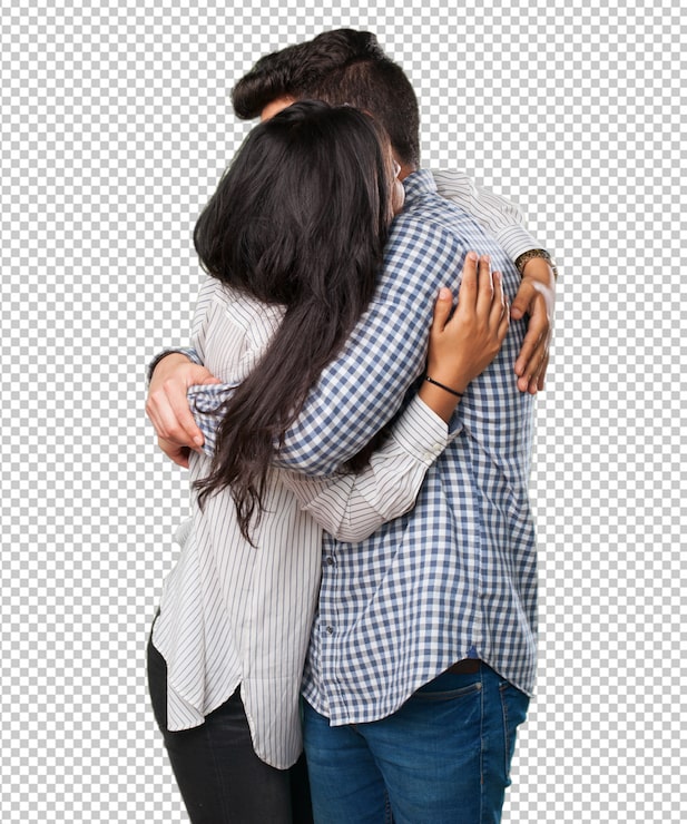 PSD joven pareja abrazándose