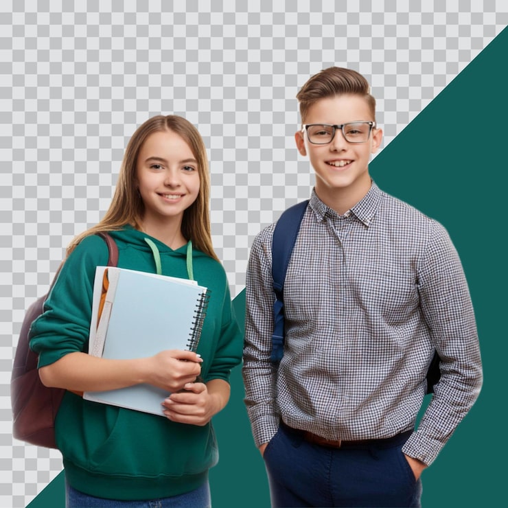 PSD jóvenes estudiantes felices juntos sonriendo y estudiando