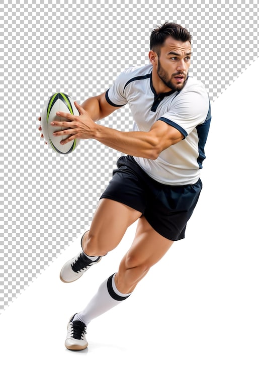 PSD jugador de rugby evadiendo hábilmente un placaje inminente