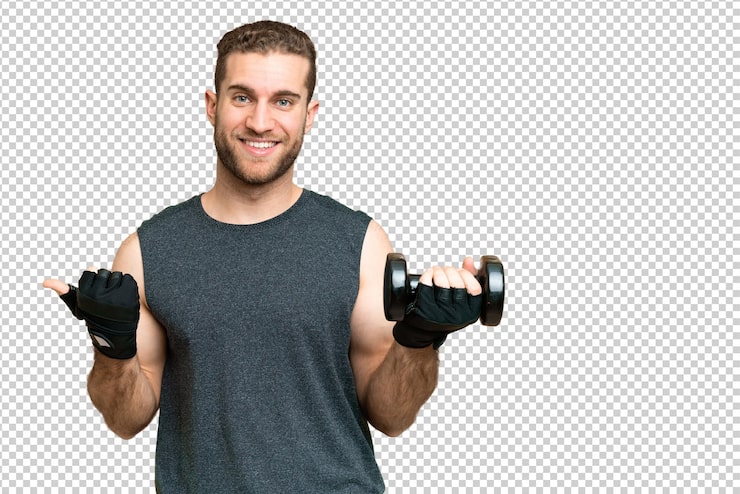 PSD junge, hübsche, blonde mann über isolierter chroma-schlüssel-hintergrund