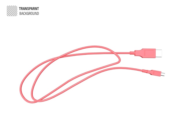 PSD kabel usb warna merah muda render 3d