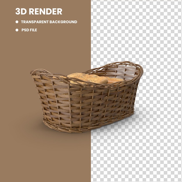 PSD košík s chlebem 3d render image
