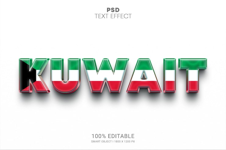 PSD kuvajt psd upravitelný design textového efektu