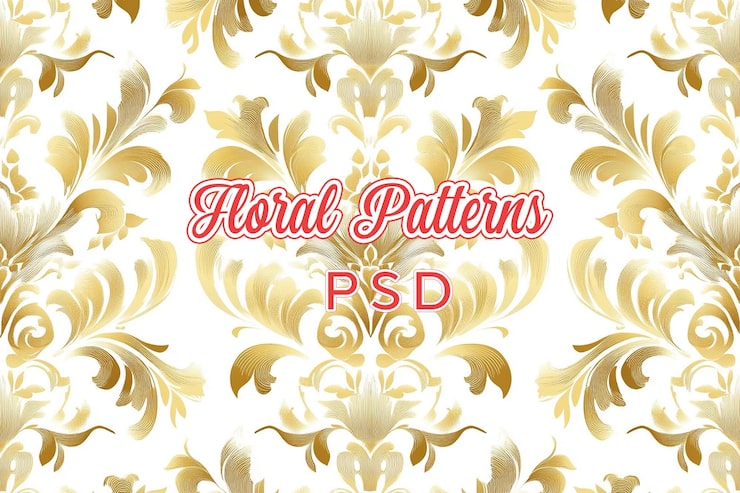 PSD latar belakang pola damask putih 3d