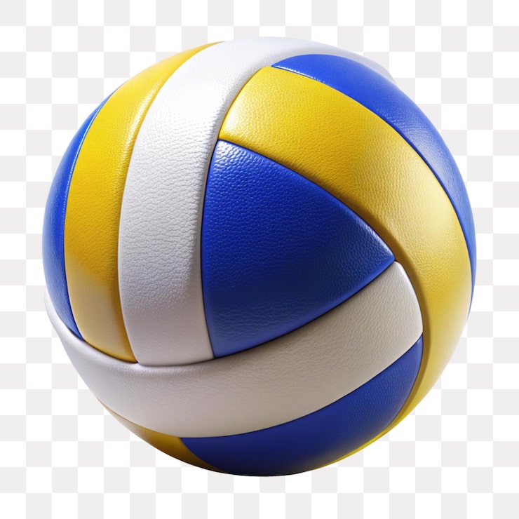 PSD lebendiger gelb-blauer volleyball auf durchsichtigem hintergrund