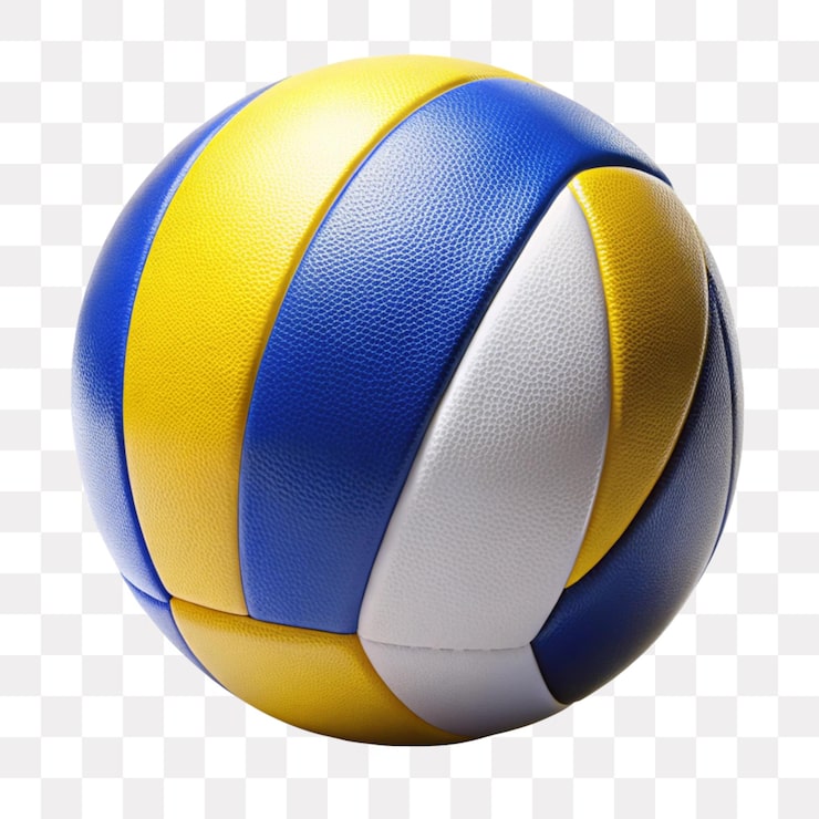 PSD lebendiger gelb-blauer volleyball auf durchsichtigem hintergrund