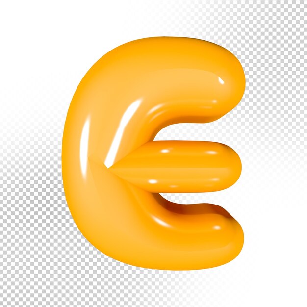 PSD letra e laranja 3d