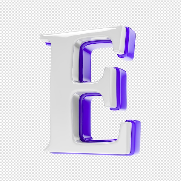 PSD una letra e con morado y blanco.