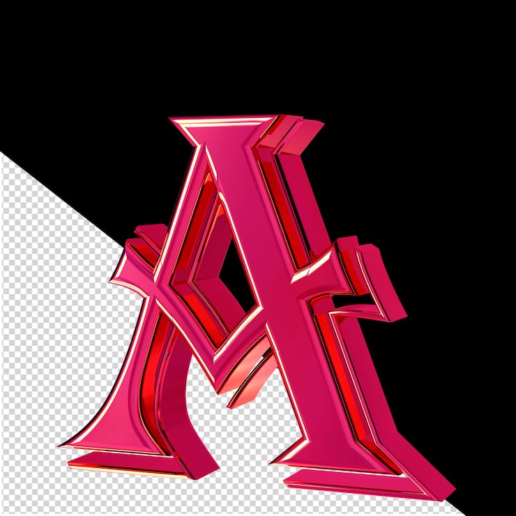 PSD lettres 3d roses vue de la lettre droite a