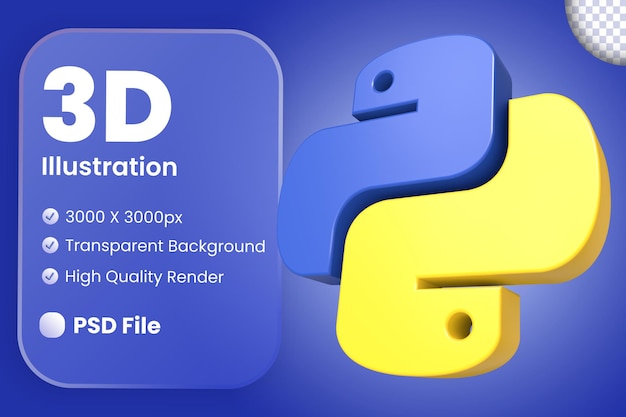 PSD logo du langage de programmation python 3d