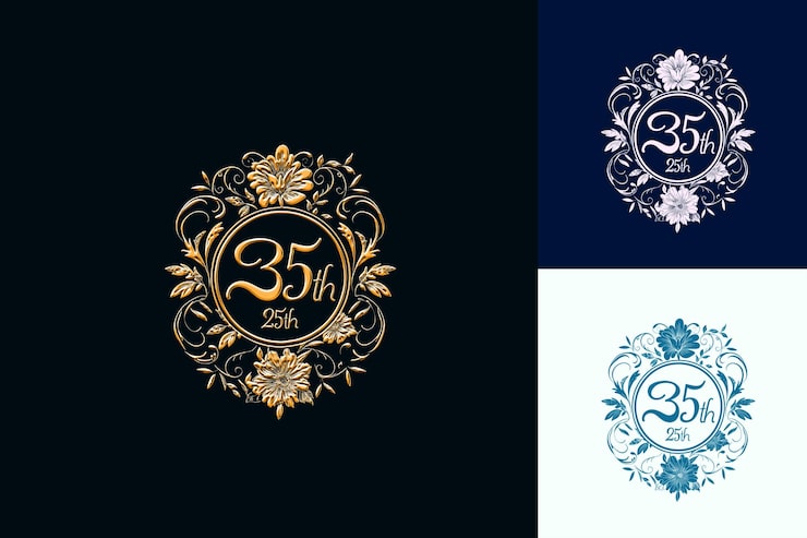 PSD logo élégant avec texte 25e emblème logo avec un cadre circulaire vector collections de conception abstraite