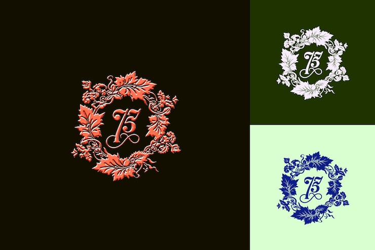 PSD logo de l'insigne du 75e anniversaire avec un 75 stylisé dans les collections de design abstrait cen vector