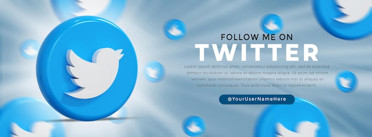 PSD logo lucido twitter e icone social media banner web