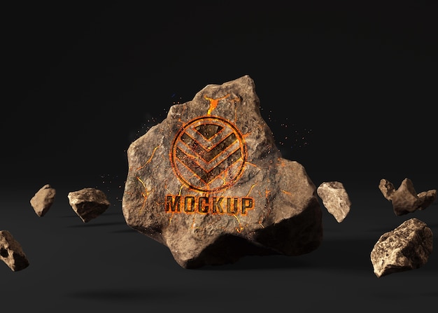 PSD logo su modello di roccia
