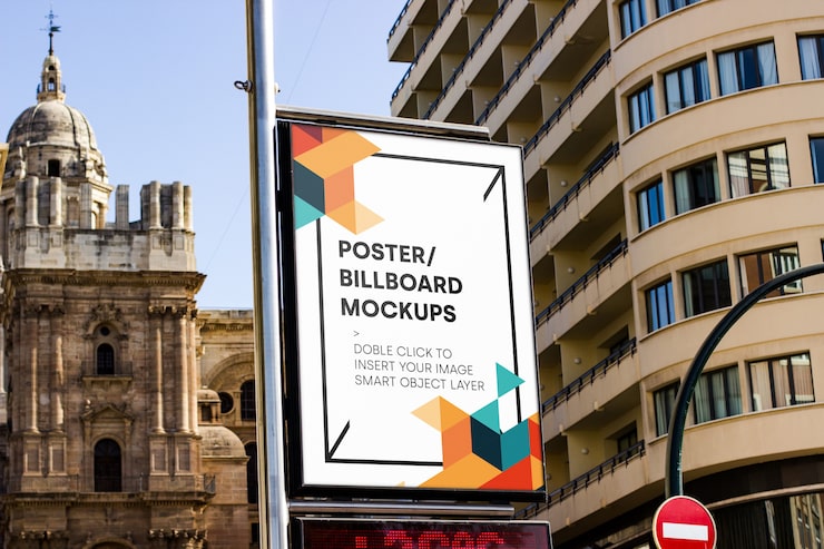 PSD maket papan iklan perkotaan