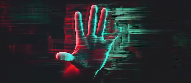 PSD mano digital con efecto de fallo