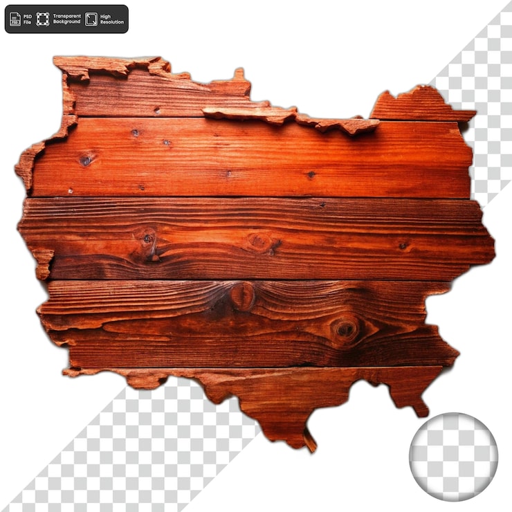PSD un mapa de la zona que está hecho de madera