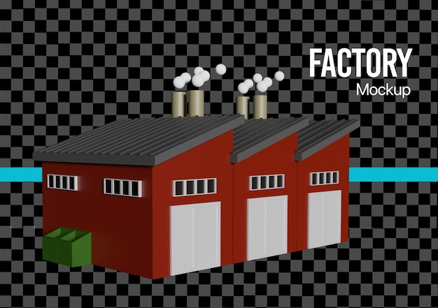 PSD maqueta 3d del edificio de la fábrica