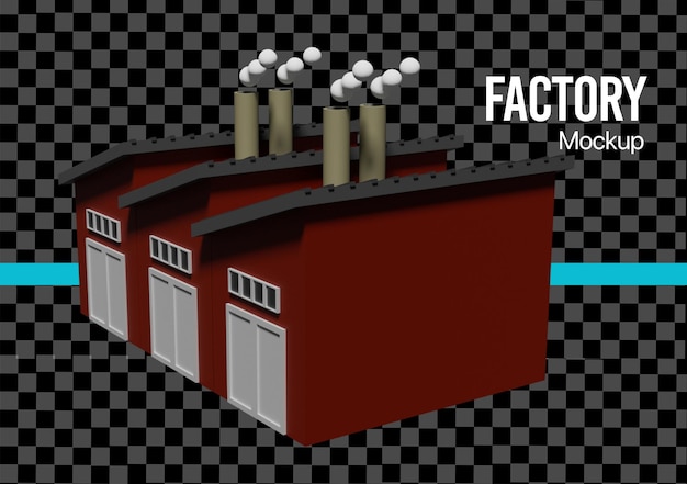 PSD maqueta 3d del edificio de la fábrica