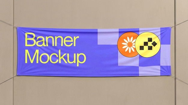 PSD maqueta de banner para fachada de edificio exterior